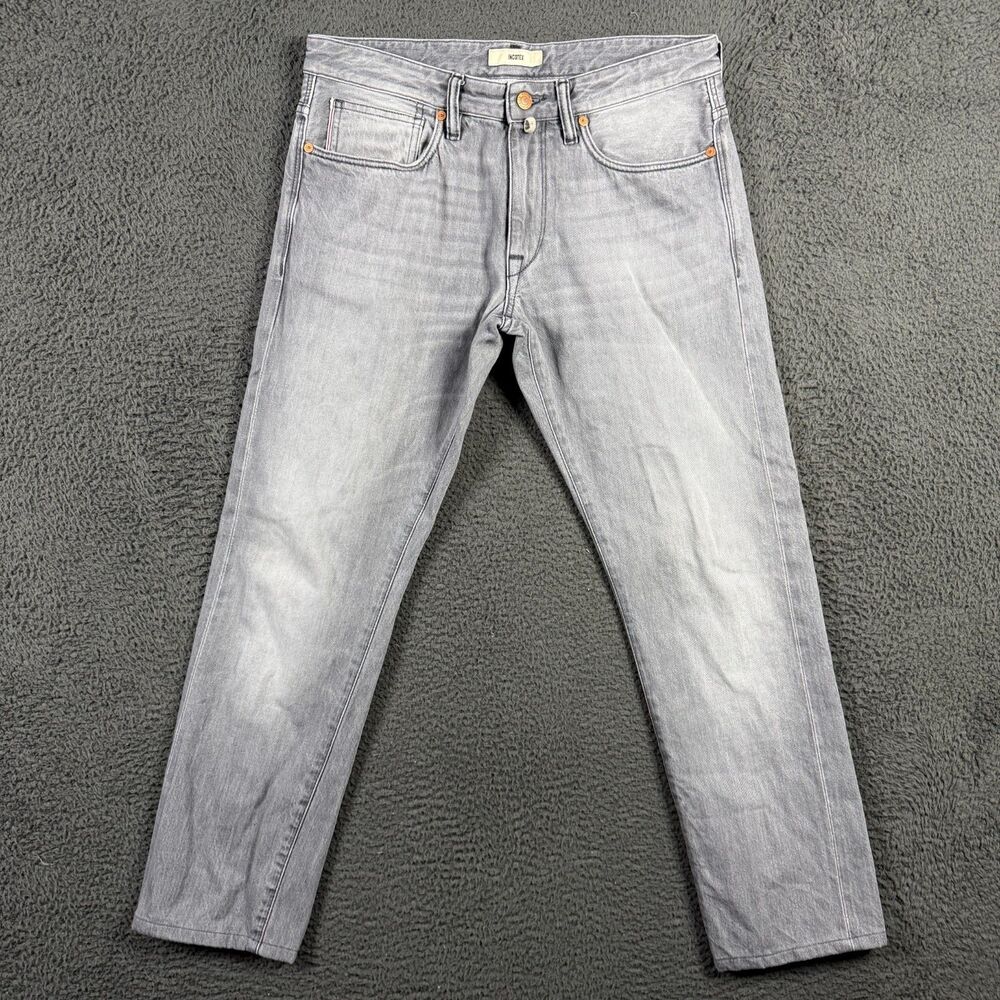 Incotex Jeans Mens 33x29 Gray Sky Slim Cinquetasche Selvedge Denim Button Fly